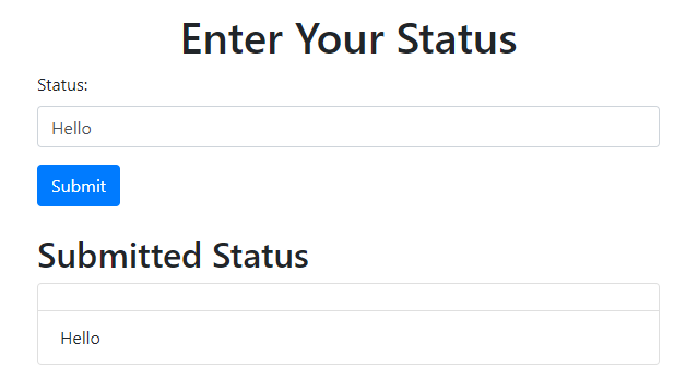 webpage showing textbox for entering status