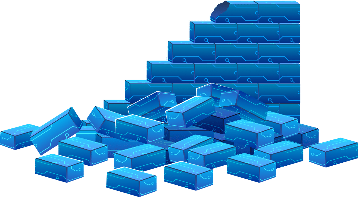 A dismantled brick wall