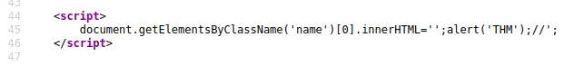Level Four inner.HTML option after XSS attack.