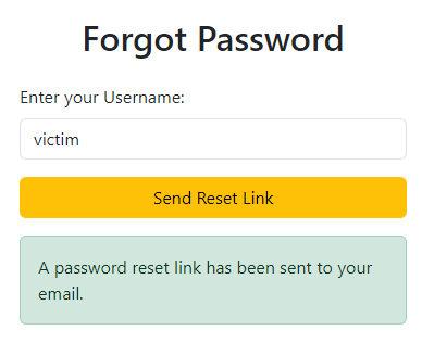 Success message on forget password form.