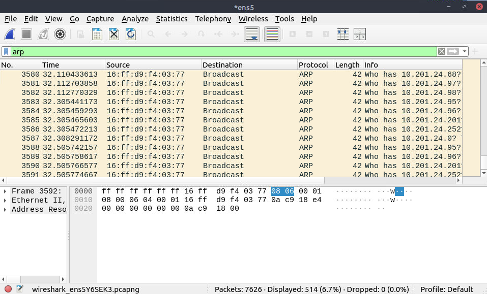 Wireshark scanning image.