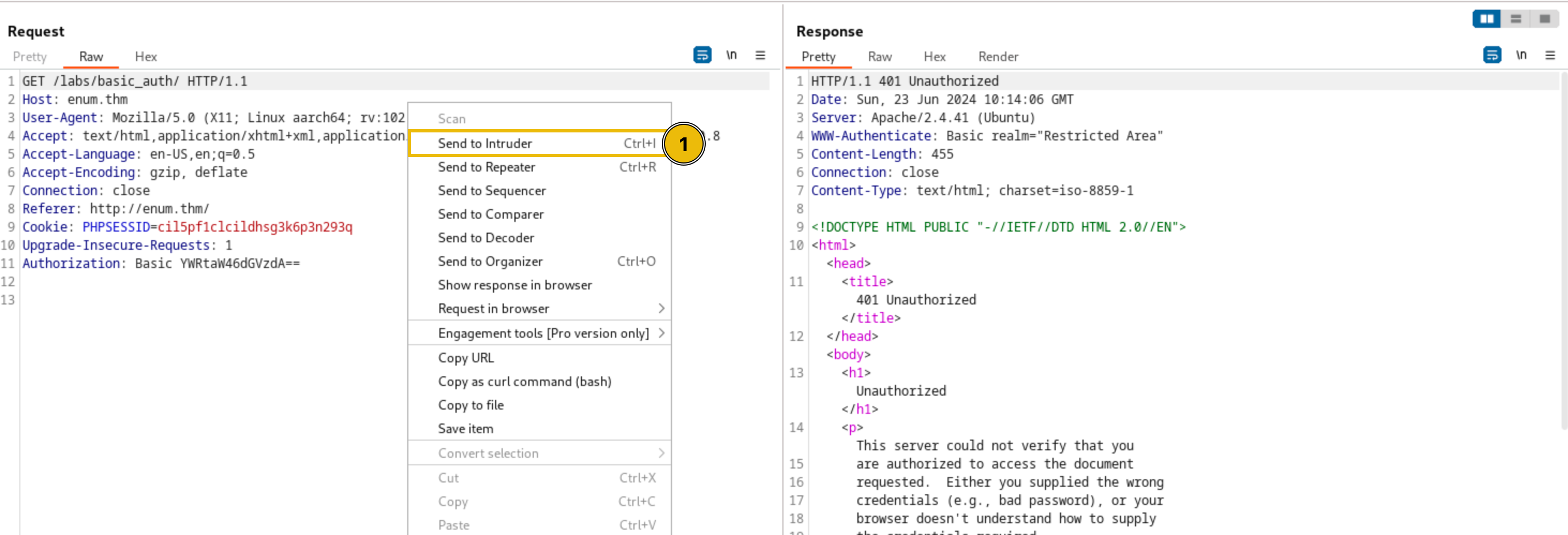 Captured request context menu