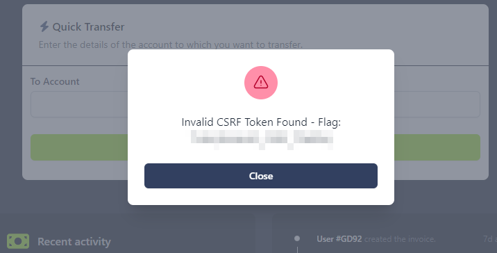 CSRF detection while funds transfer