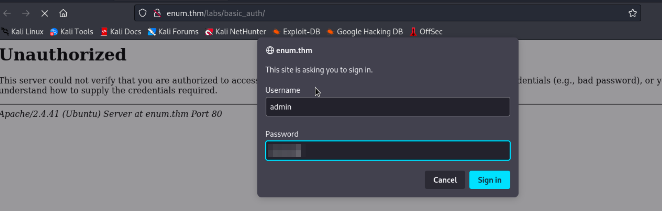 Using the credentials to login