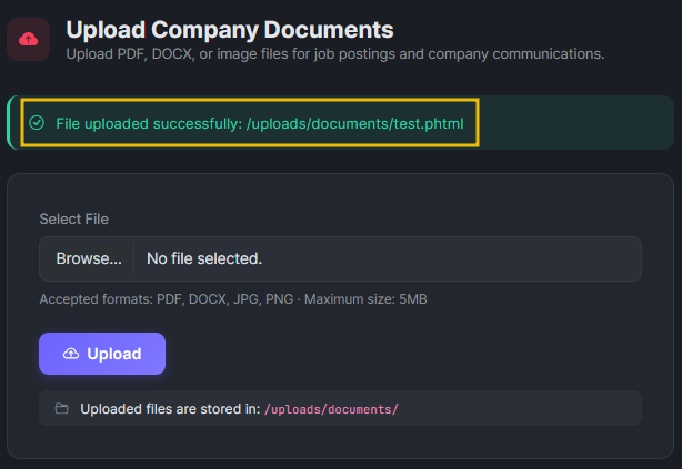 Upload form after the file is successfully uploaded.