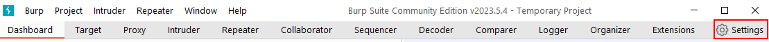 Settings button to open the separate settings window
