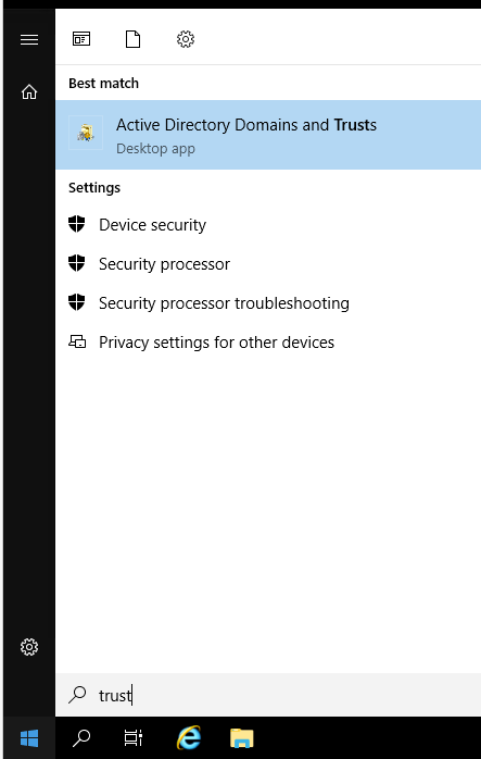 AD Domains and Trusts Start Menu