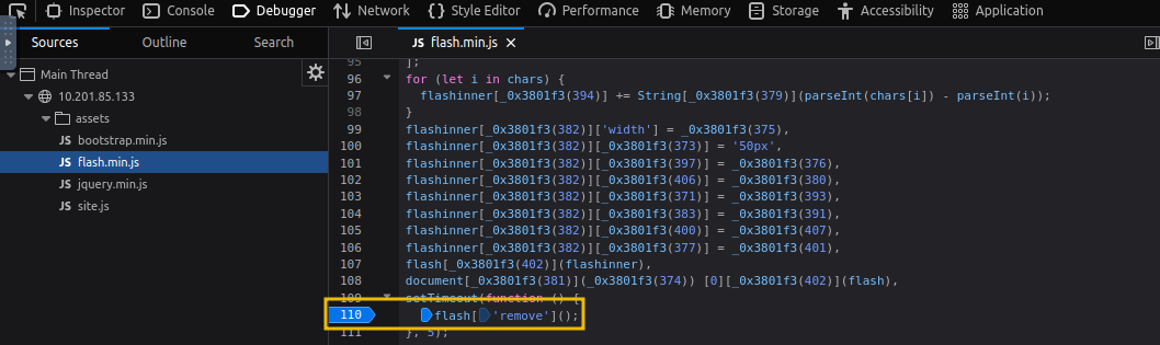 Adding blue debug point in the console.