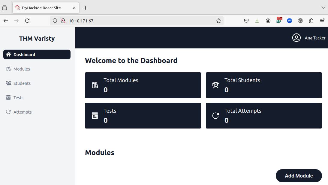 Dashboard view