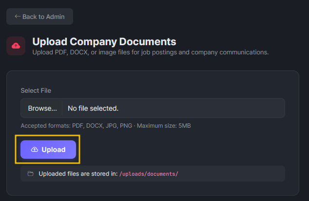 Upload copmany document form.