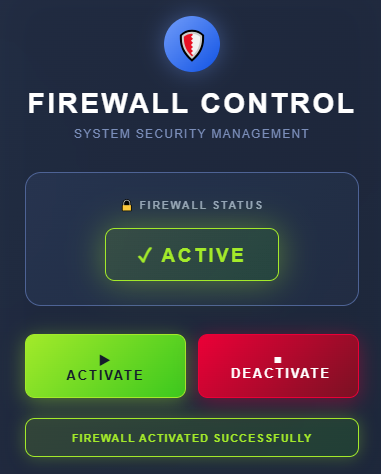Firewall activated successfully.