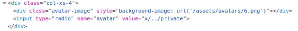 Setting the avatar value to x/../private