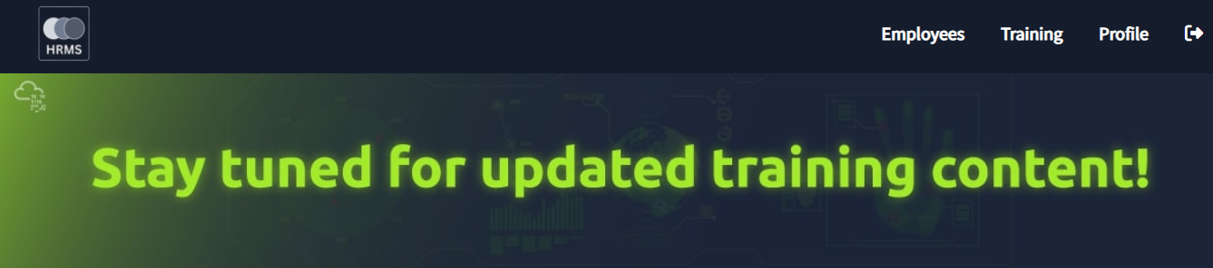 training content page on HRMS page