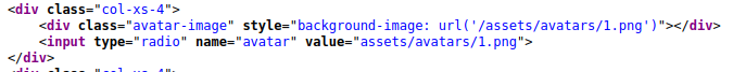 Avatar form field value containing the image path
