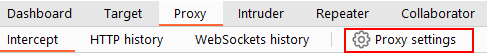 Proxy settings button that opens the settings window directly to the
relevant proxy section
