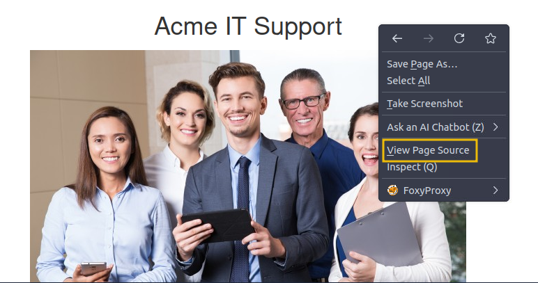 view source option in the website.
