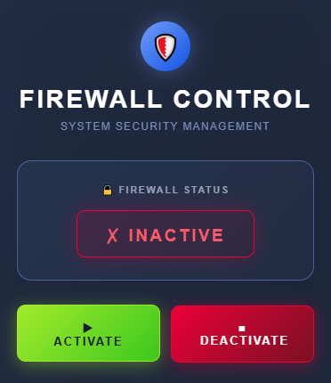 Firewall deactivated status.