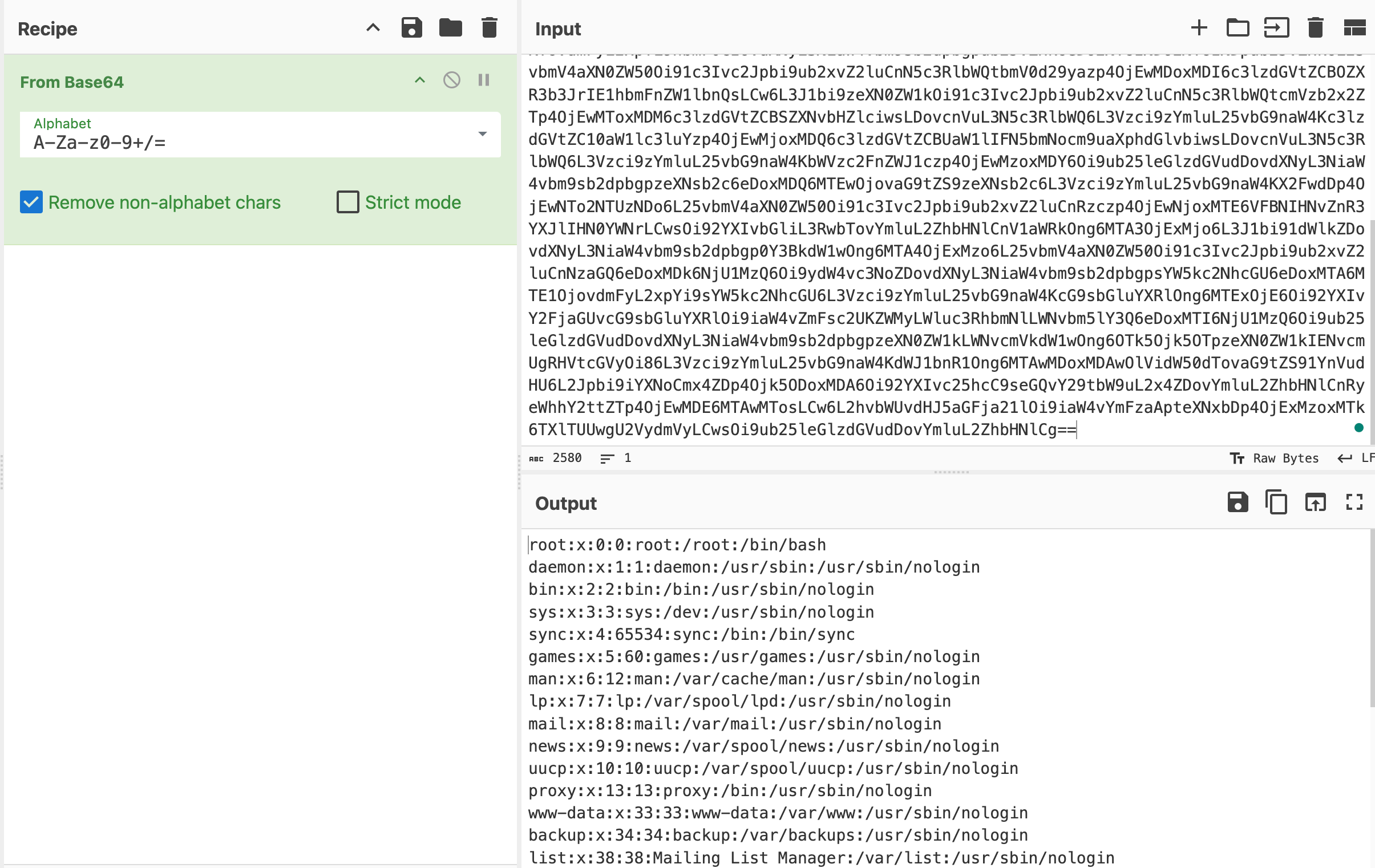 Decoded version of the exfiltrated data