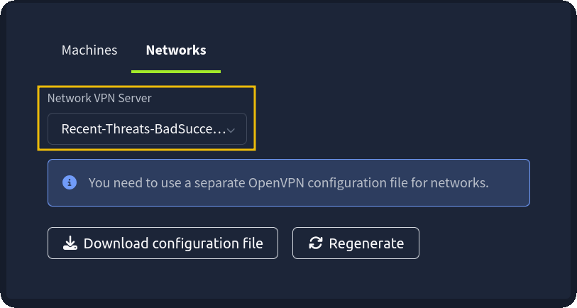Under the Networks tab, choose Recent-Threats-BadSuccessor and click the Download Configuration File button.
