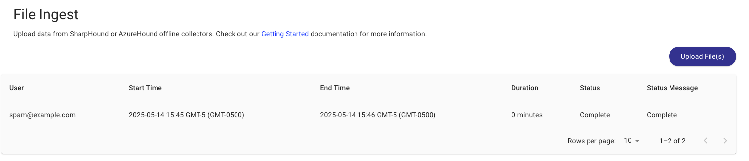 File Ingest section