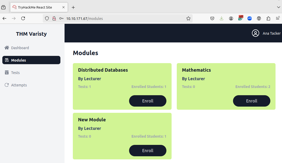 Dashboard view