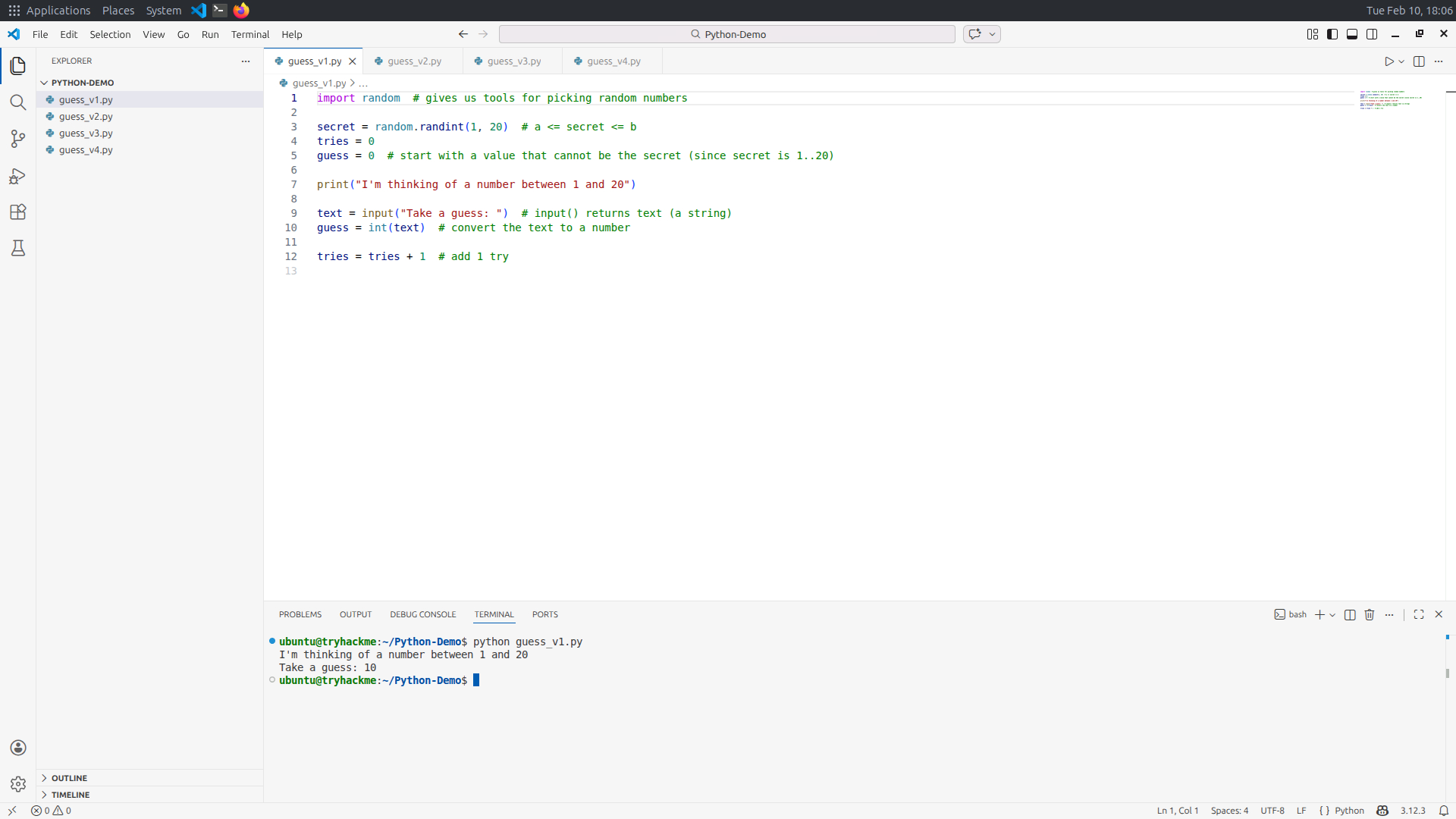 Python demo is opened